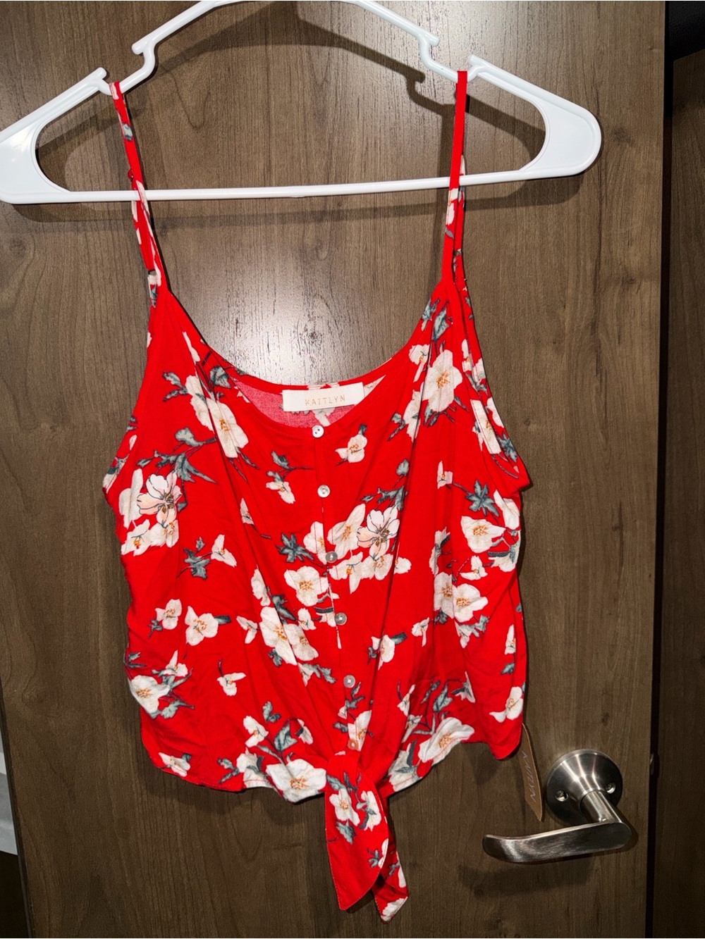 Kaitlyn Red Floral Tie-Front Cami size Medium New